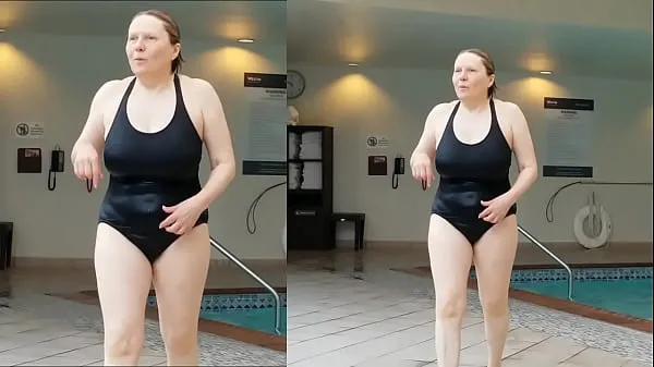 Fresh Sexy Grandma is Sexy at 66 in a black swimsuit new Movies