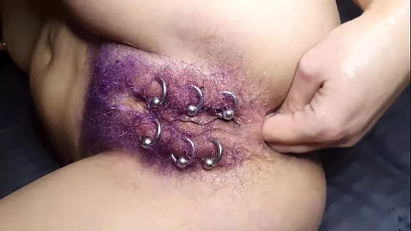 Fresh Purple Colored Hairy Pierced Pussy Get Anal Fisting Squirt new Movies