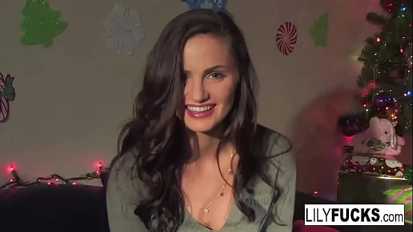 Fresh Lily tells us her horny Christmas wishes before satisfying herself in both holes new Movies