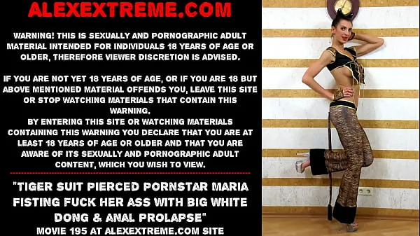 Fresh Tiger suit pierced pornstar Maria Fisting fuck her ass with big white dong & anal prolapse new Movies