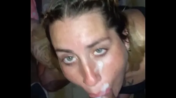 little bitch sucks it all and receives all the milk on her face Filem baharu baharu